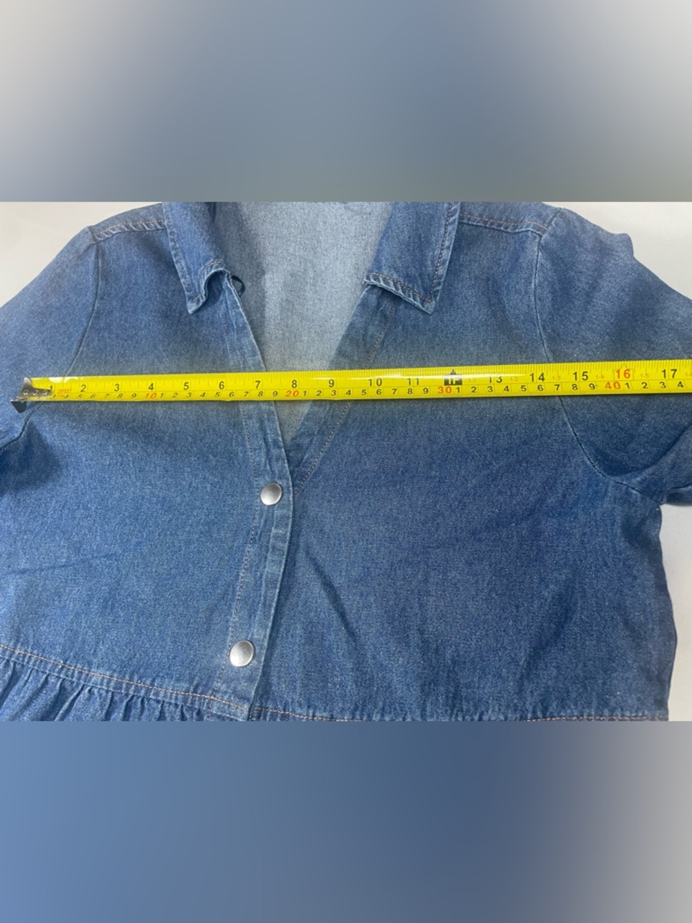 Zara Blue Denim Button-Down Tiered Mini Dress - Picture 7 of 10